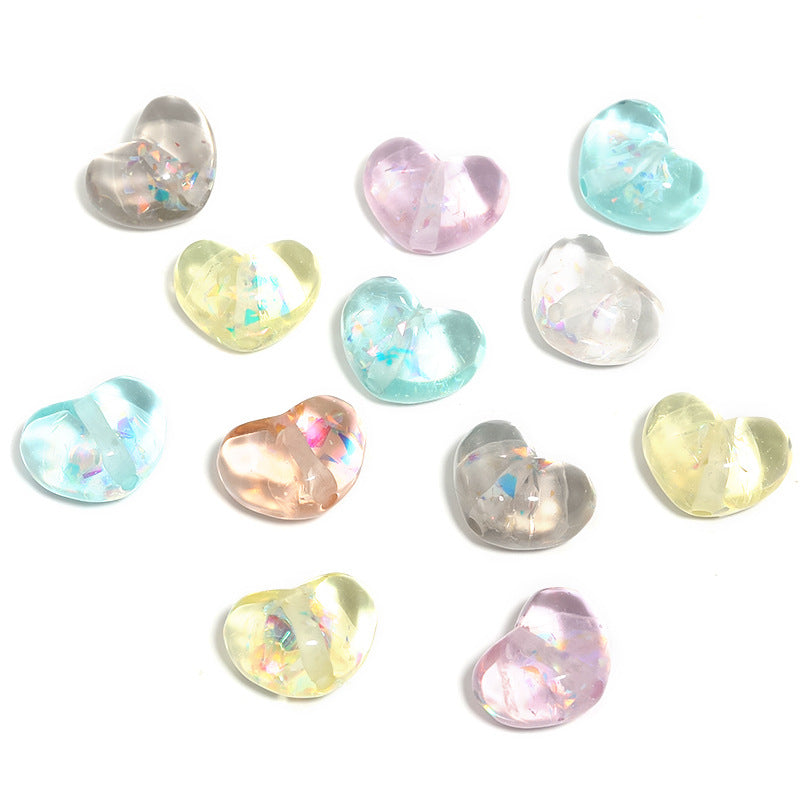 High Transparency Glitter Powder Embedded Chunky Heart Acrylic Beads 20mm 50pcs 5