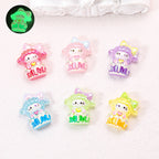 Glow In The Dark KT Kitten Cake Resin Beads 28x24x10mm Pastel Glossy 50pcs