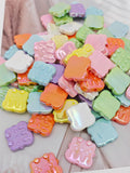 UV Plating Toast Baby Acrylic Flat Beads 24mm Colorful 50pcs 6