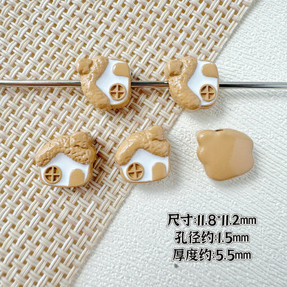 Baking Painted House and Camera Metal Beads 11mm 15mm Pastel Colors 20pcs 13