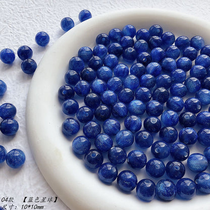 Galaxy Series Resin Beads 10mm Blue Glitter Powder 30pcs 9
