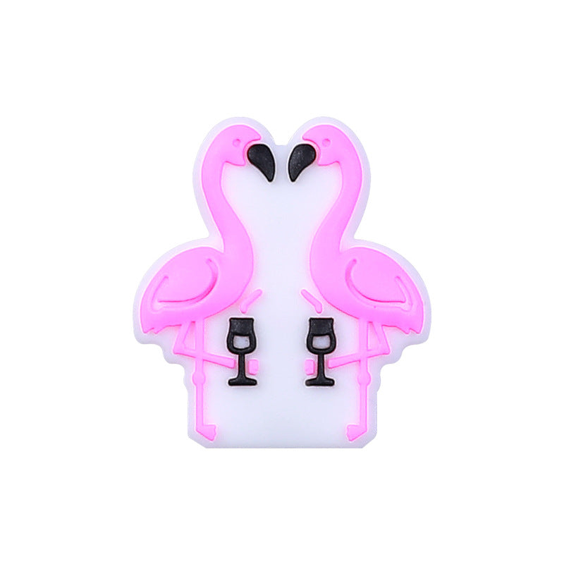 Silicone Focal Beads Rainbow Animal Bear Giraffe Elephant Flamingo 20pcs 8