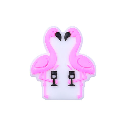 Silicone Focal Beads Rainbow Animal Bear Giraffe Elephant Flamingo 20pcs 8
