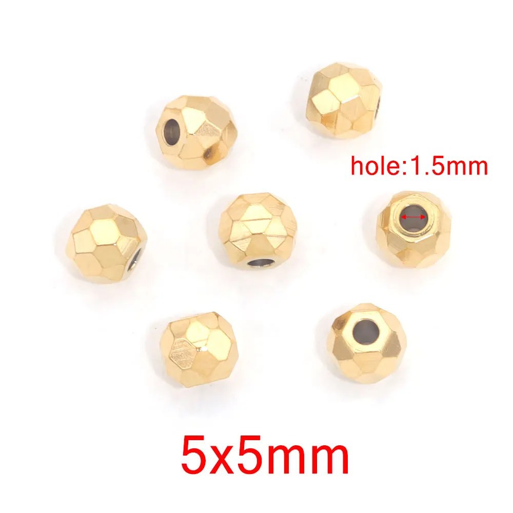 Stainless Steel Faceted Metal Beads 3-6.5mm Mixed Gold and Steel 10pcs 14