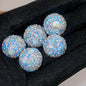 Natural Shell Embeded Rhinestone Bubblegum Ball Rhinestone Beads 16mm 10pcs 13