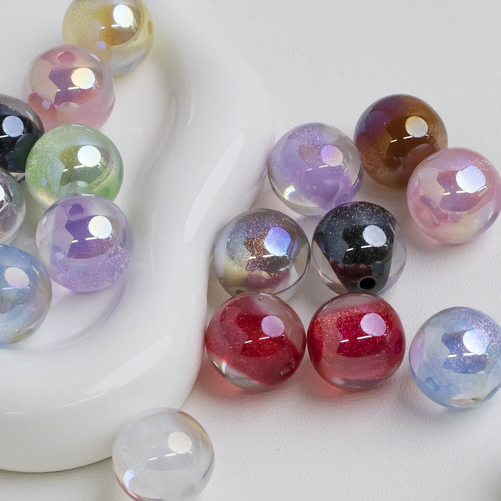 Shimmer Crystal Resin Beads 12mm Round Glossy Mixed Colors 40pcs 3