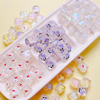 Clear Square Acrylic Beads 14mm Sanrio Cartoon Designs 10pcs 4