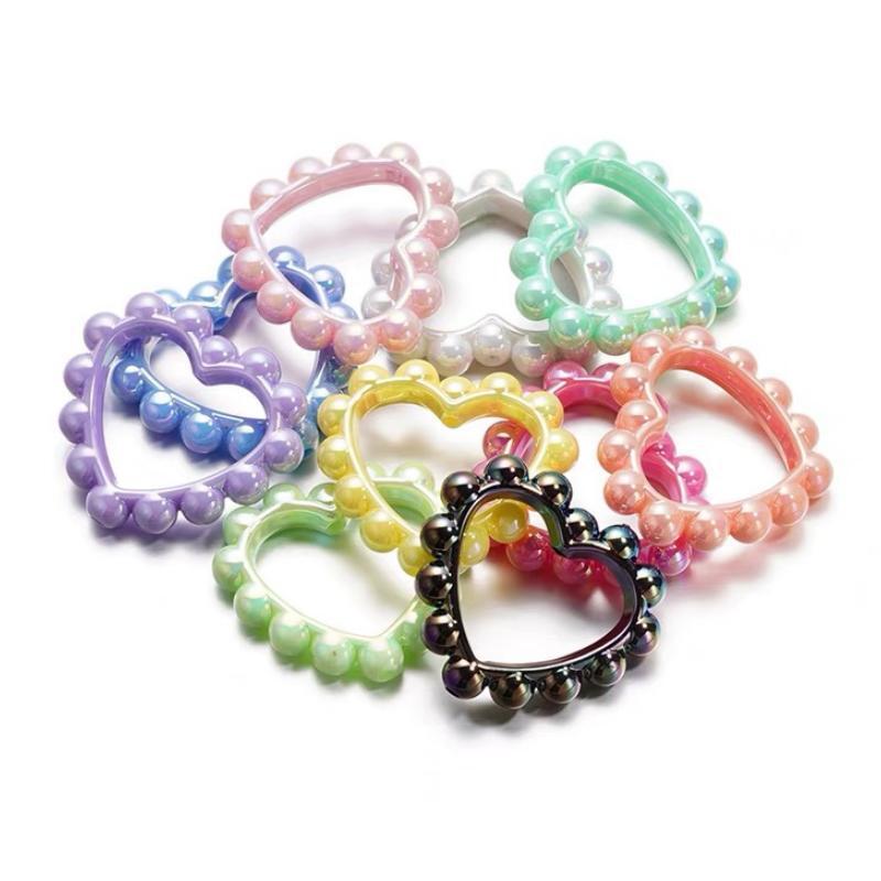 Solid Color Plated Love Circle 39X43mm Acrylic Beads 10pcs 14