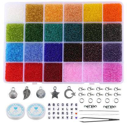 Transparent Seed Glass Beads 2mm 24 Vibrant Colors Glossy Finish 12