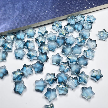 Small Star Czech Glass Beads 8mm Translucent Gold Flecked 50pcs 11