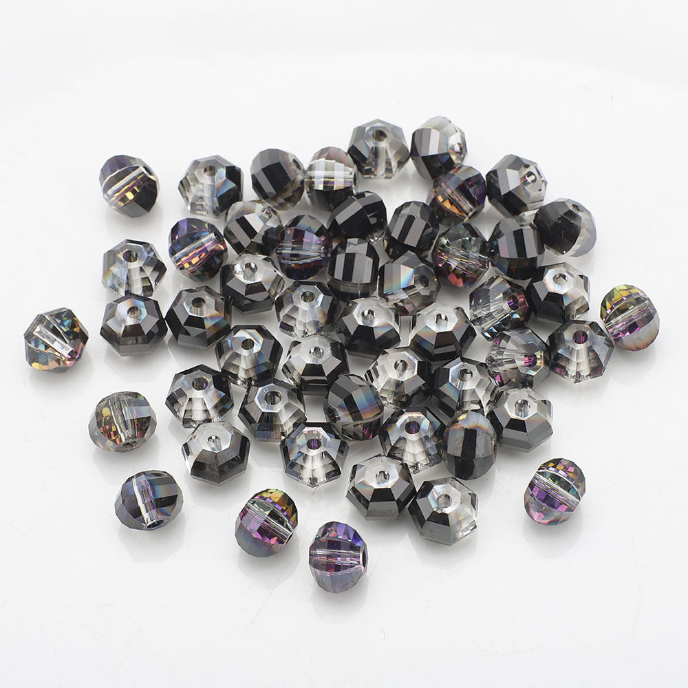 Faceted Glass Beads 8mm Watermelon Electroplated Iridescent 30pcs 8