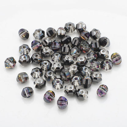 Faceted Glass Beads 8mm Watermelon Electroplated Iridescent 30pcs 8