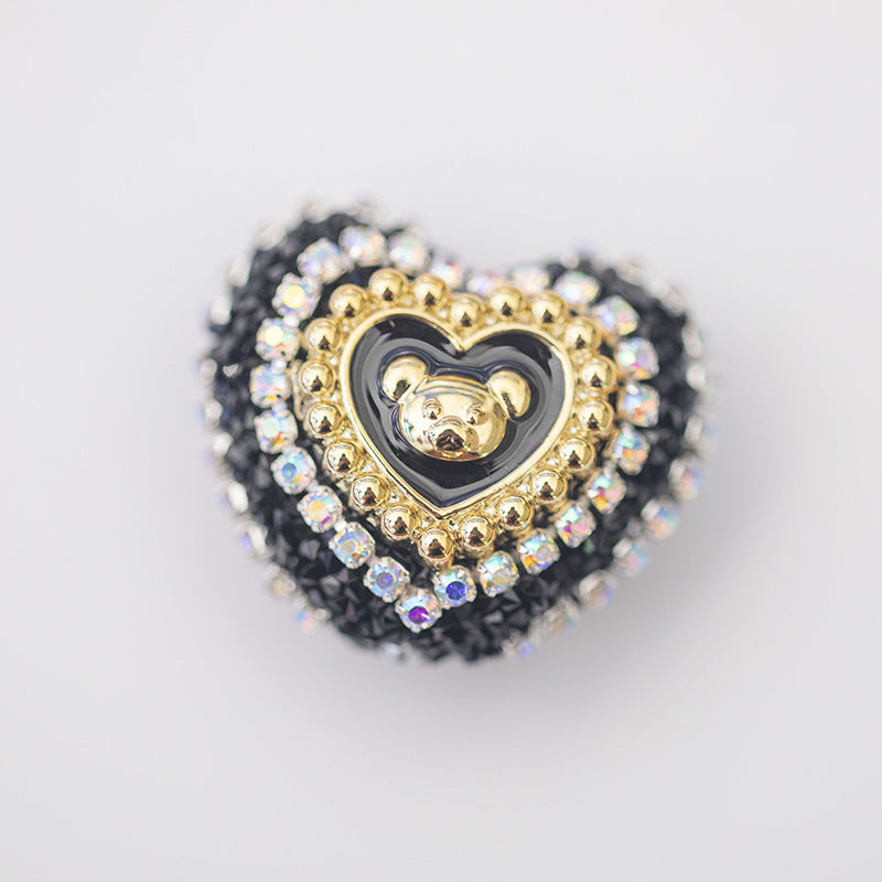 Heart Bear Rhinestone Acrylic Focal Beads 27.5x24.6mm 10pcs 13