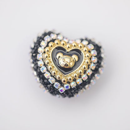 Heart Bear Rhinestone Acrylic Focal Beads 27.5x24.6mm 10pcs 13