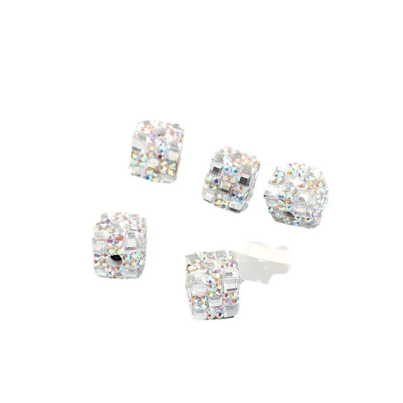 Polymer Clay Cube Rhinestone Beads 16mm Christmas Gift 30pcs 5