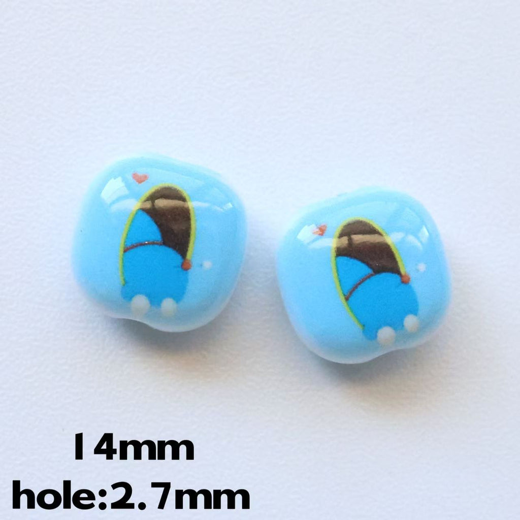 Doraemo Series Acrylic Square Beads 13mm Light Blue White 20pcs 6