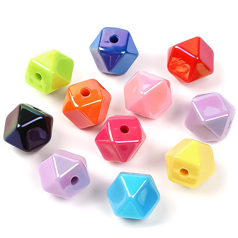 Bright Polygonal Acrylic Beads 19mm Faceted Glossy 30pcs 5