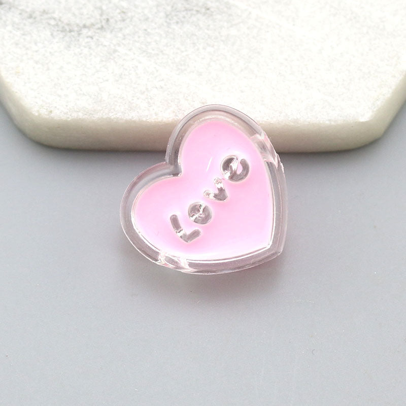 Transparent Love Heart Acrylic Beads 24mm Enamel Finish 20pcs 4