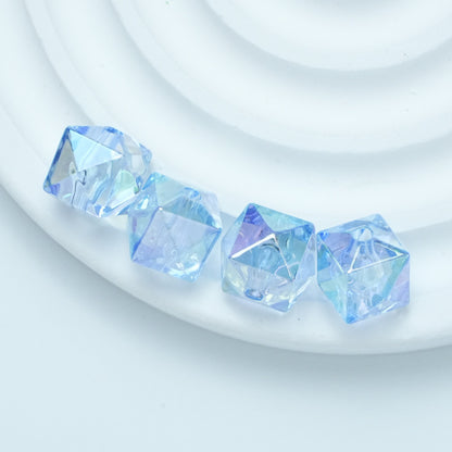 Transparent Irregular Faceted Acrylic Square Beads 12mm UV Plating 100pcs 9