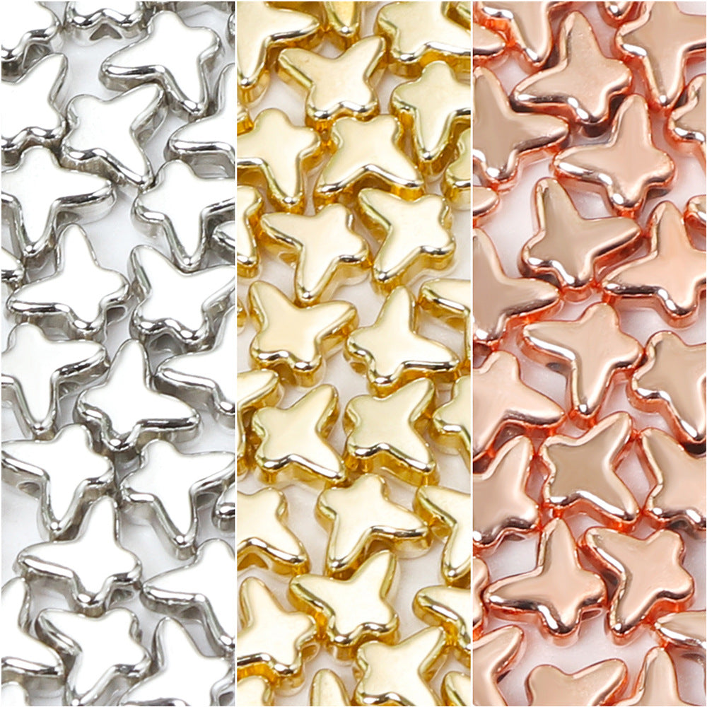 Smooth Butterfly Acrylic Beads 6mm CCB Metallic Gold Rose Silver 200pcs