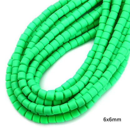 Cylindrical Clay Beads 6mm Colorful Polymer 62pcs 25
