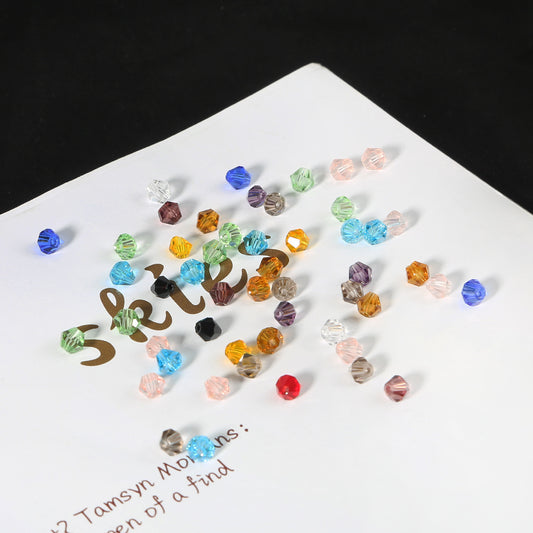 Vintage Rhomboid Glass Beads 4mm Faceted Multicolor 90pcs