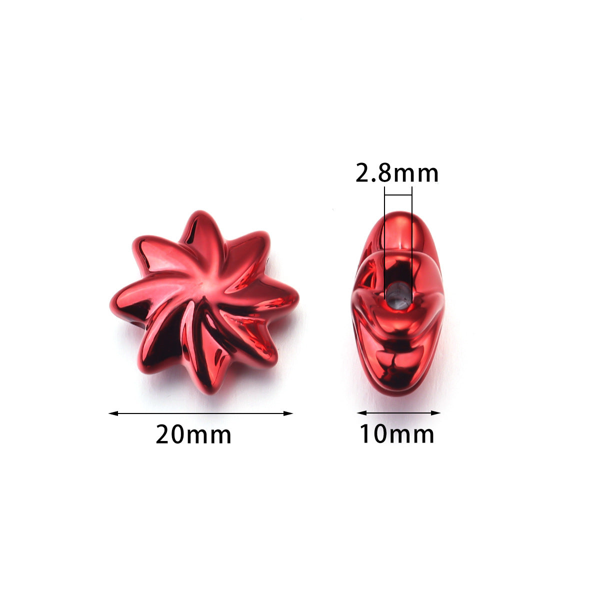 UV Plating Flower Acrylic Beads 20mm Metallic Finish 10pcs 4