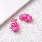 Printed Bunny Acrylic Beads 18mm Glossy Colors 50pcs 3