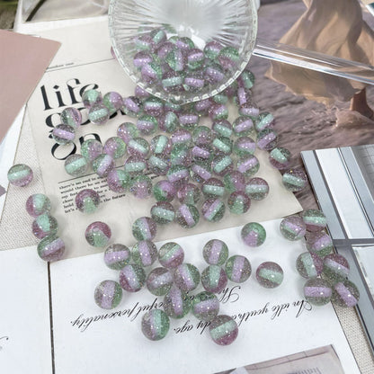 Transparent Glitter Powder Striped Resin Beads 8-10mm Mixed Colors 50pcs 11