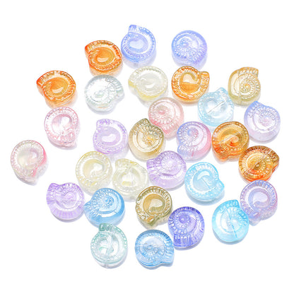 Electroplated Snail Glass Beads 12mm Transparent Iridescent 30pcs 23