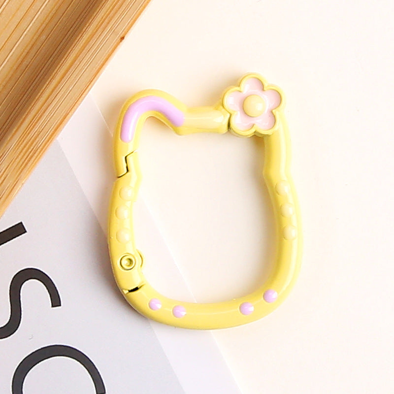 Painted Kitty Keychain Metal Zinc Alloy Floral Design 6pcs 14