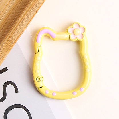 Painted Kitty Keychain Metal Zinc Alloy Floral Design 6pcs 14