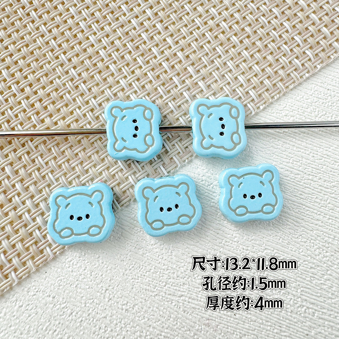 Bear Metal Beads 13mm Glossy Painted Alloy 10pcs 4