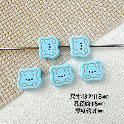 Bear Metal Beads 13mm Glossy Painted Alloy 10pcs 4