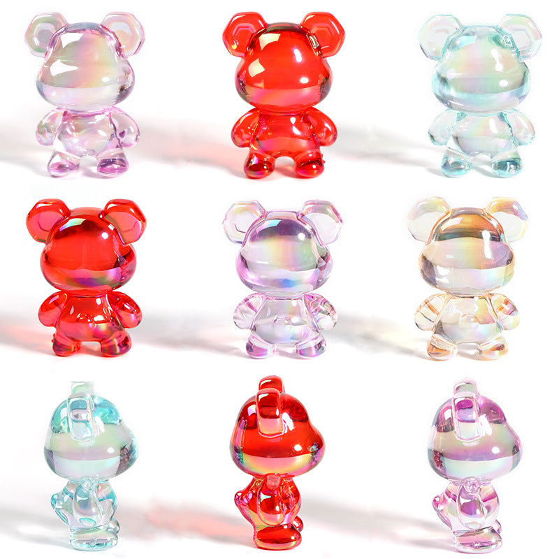 Transparent Bear Acrylic Beads 20-34mm Glossy Translucent 30pcs