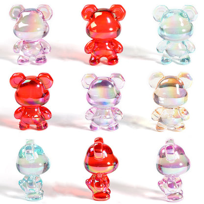 Transparent Bear Acrylic Beads 20-34mm Glossy Translucent 30pcs