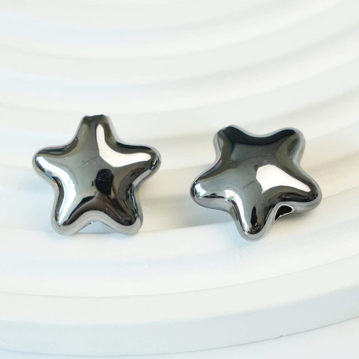 Pentagram Snowflake Acrylic Beads 14mm 21mm Metallic Plated 100pcs 8