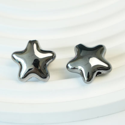 Pentagram Snowflake Acrylic Beads 14mm 21mm Metallic Plated 100pcs 8