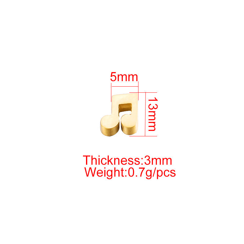 Stainless Steel Note Shaped Metal Beads 13mm Polished Finish 10pcs 5
