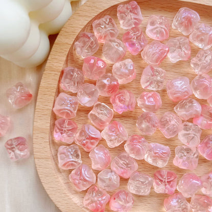 Vintage Lion-Like Glass Beads 12mm Pastel Etched Design 30pcs 8