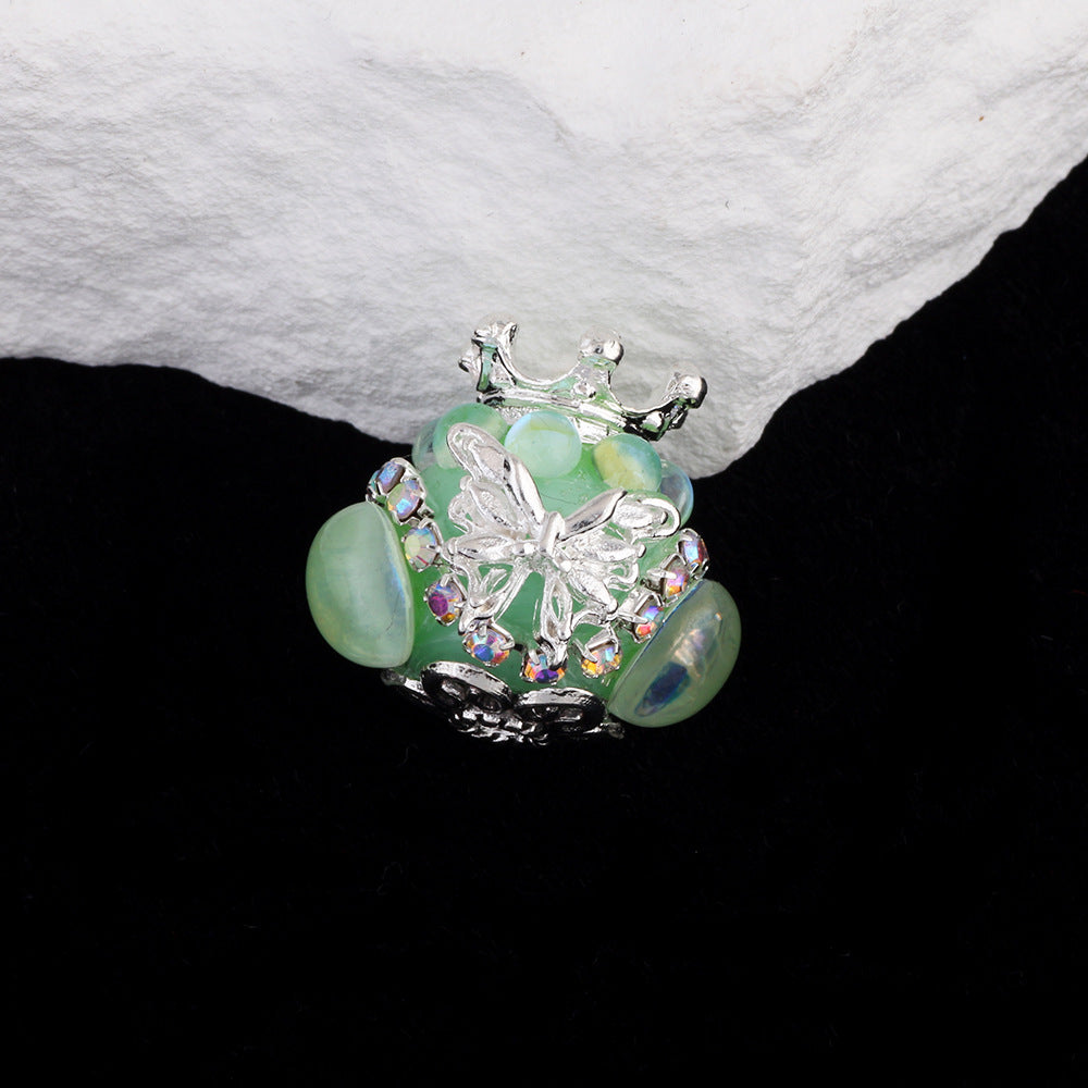 Butterfly Crown Polymer Clay Rhinestone Beads 21mm Round 6pcs 3