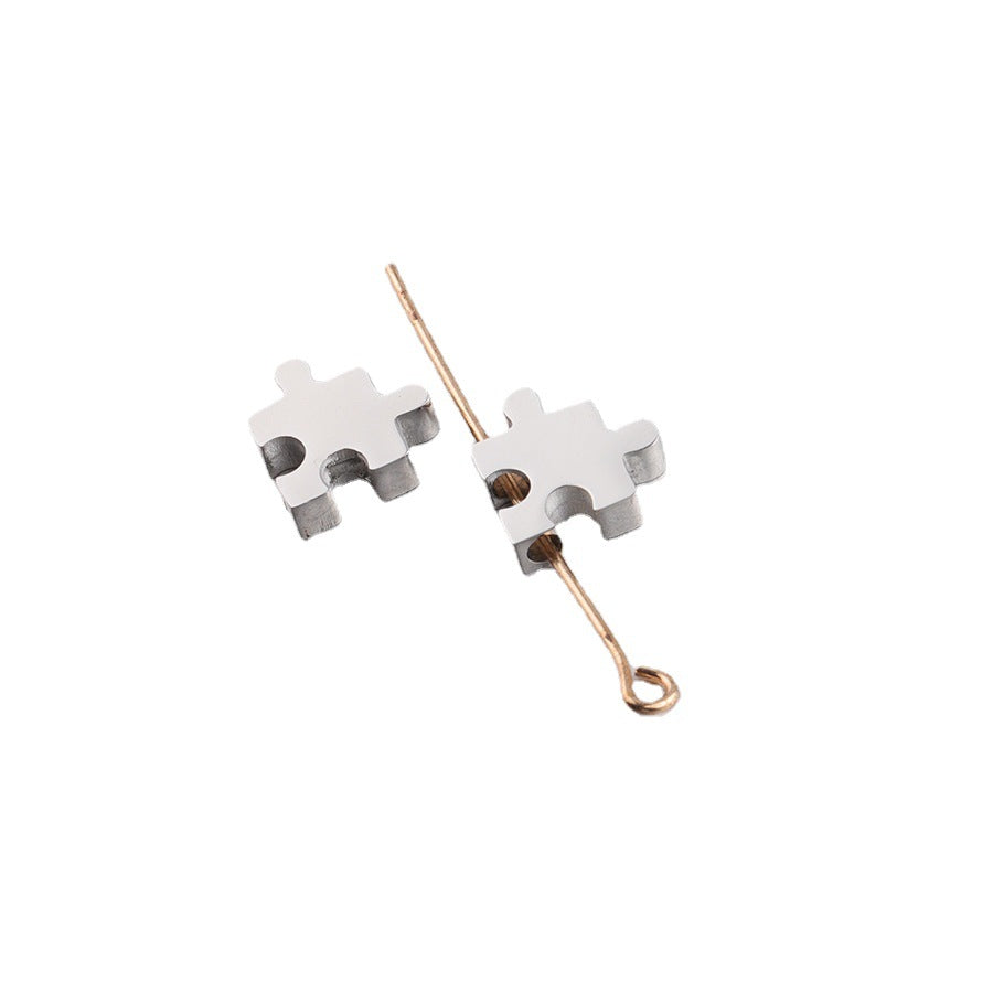Stainless Steel Jigsaw Puzzle Metal Beads 10mm Flat Cut 10pcs 5