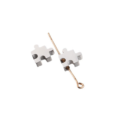Stainless Steel Jigsaw Puzzle Metal Beads 10mm Flat Cut 10pcs 5
