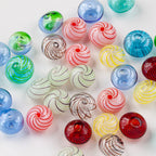 Hollow Spiral Striped Blown Glass Spacer Beads Colorful 4pcs