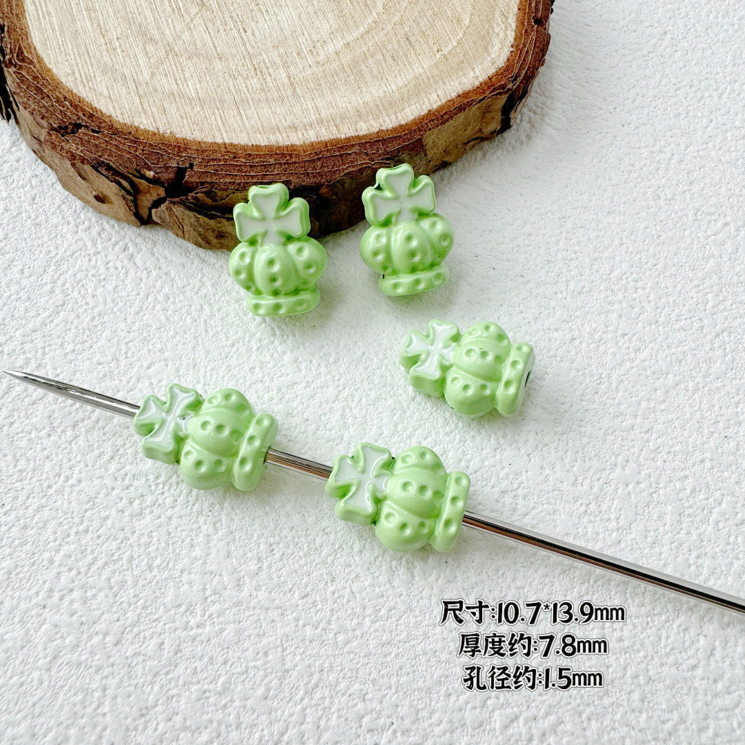 Crown and Wink Metal Beads 13mm Glossy Pastel Painted Alloy 10pcs 7