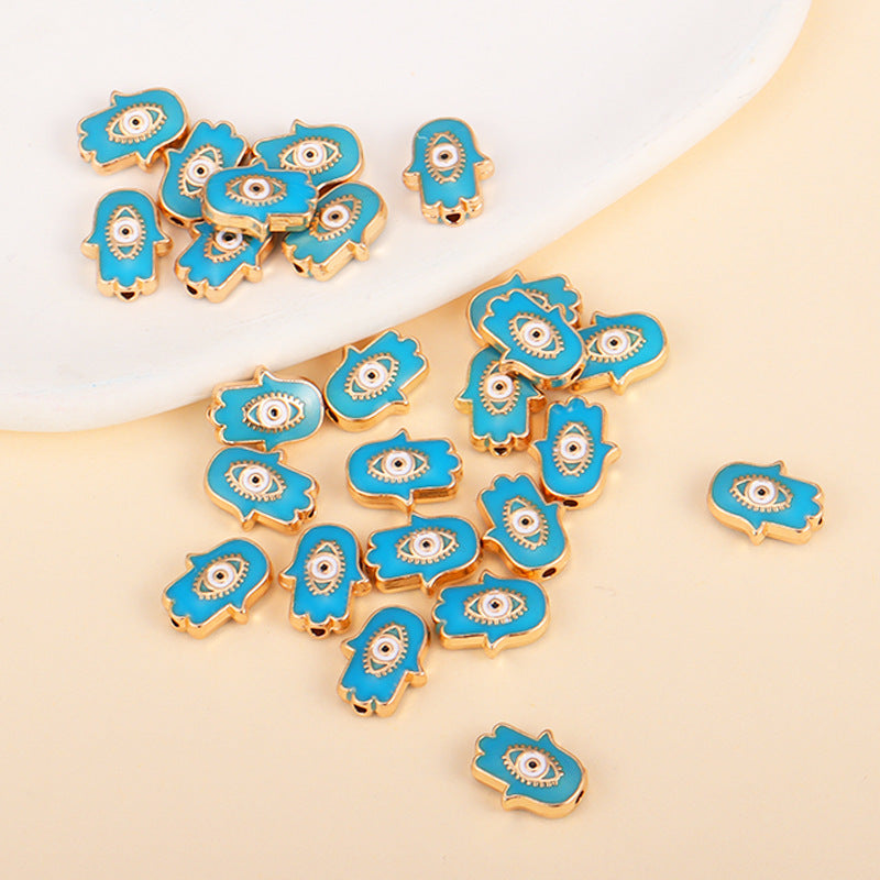 Irregular Shaped Metal Beads Double-Sided Enamel Evil Eye 20pcs 9
