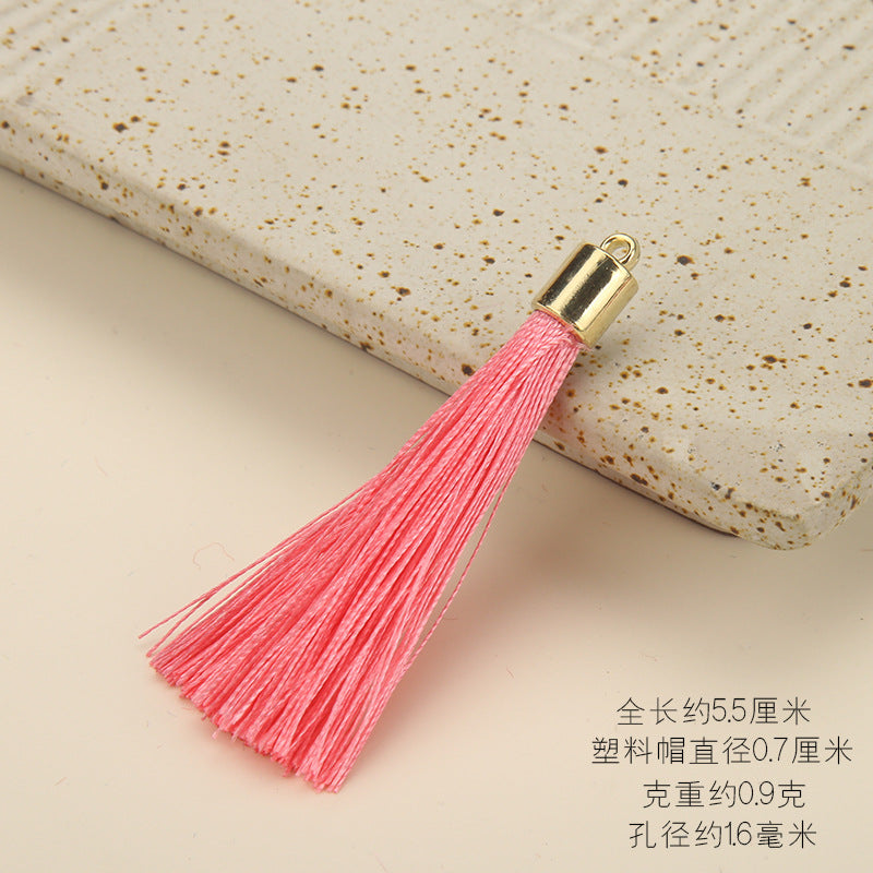 Colorful Polyester Fringe Tassel Keychain with Golden Cap 55mm 50pcs 8