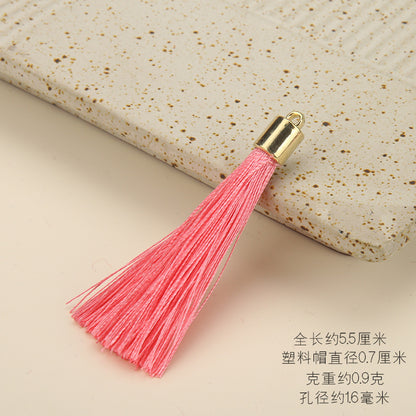 Colorful Polyester Fringe Tassel Keychain with Golden Cap 55mm 50pcs 8