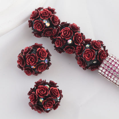 Flower Cluster Clay Beads 20mm Glitter Gothic Rose Bubblegum 10pcs 6