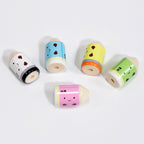 Painted Smiling Face Pencil Head Acrylic Beads 12x20mm Colorful 10pcs 3